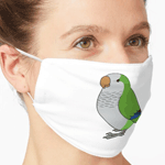 Cute fluffy wild green quaker parrot cartoon drawing Mask