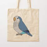 Cute fluffy blue quaker parrot cartoon drawing Tote Bag