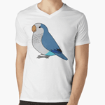 Cute fluffy blue quaker parrot cartoon drawing T-Shirt