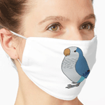 Cute fluffy blue quaker parrot cartoon drawing Mask