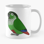 Cute fluffy normal green-cheeked conure parrot cartoon drawing Mug