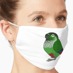 Cute fluffy normal green-cheeked conure parrot cartoon drawing Mask
