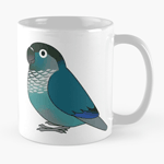 Cute fluffy blue green-cheeked conure parrot cartoon drawing Mug