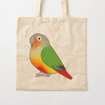 Cute fluffy pineapple green-cheeked conure parrot cartoon drawing Tote Bag
