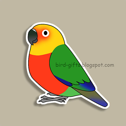 Cute fluffy jenday conure parrot cartoon drawing Magnet