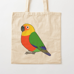 Cute fluffy jenday conure parrot cartoon drawing Tote Bag