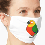 Cute fluffy jenday conure parrot cartoon drawing Mask
