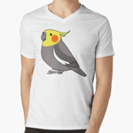 Cute fluffy normal grey cockatiel parrot cartoon drawing T-Shirt