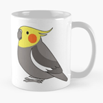 Cute fluffy normal grey cockatiel parrot cartoon drawing Mug
