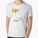 Cute fluffy white lutino cockatiel parrot cartoon drawing T-Shirt