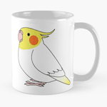Cute fluffy white lutino cockatiel parrot cartoon drawing Mug