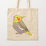 Cute fluffy cinnamon pearl cockatiel parrot cartoon drawing Tote Bag