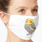 Cute fluffy cinnamon pearl cockatiel parrot cartoon drawing Mask