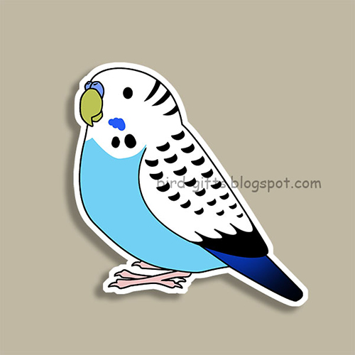 Cute fluffy blue budgie parakeet parrot cartoon drawing Magnet