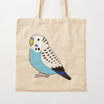 Cute fluffy blue budgie parakeet parrot cartoon drawing Tote Bag