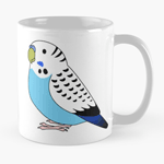 Cute fluffy blue budgie parakeet parrot cartoon drawing Mug