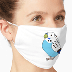 Cute fluffy blue budgie parakeet parrot cartoon drawing Mask