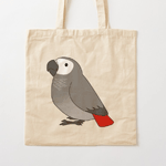 Cute fluffy congo african grey parrot cartoon drawing Tote Bag