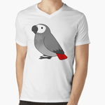 Cute fluffy congo african grey parrot cartoon drawing T-Shirt