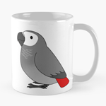 Cute fluffy congo african grey parrot cartoon drawing Mug