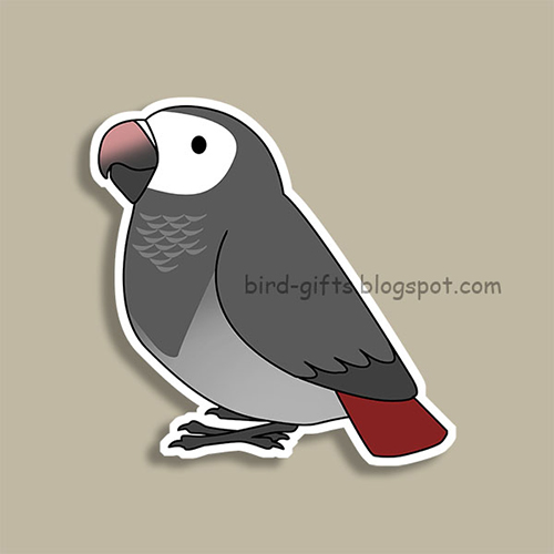 Cute fluffy timneh african grey parrot cartoon drawing Magnet