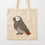 Cute fluffy timneh african grey parrot cartoon drawing Tote Bag