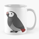 Cute fluffy timneh african grey parrot cartoon drawing Mug