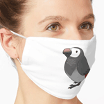 Cute fluffy timneh african grey parrot cartoon drawing Mask