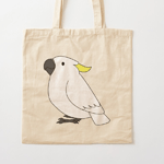Cute fluffy sulphur crested cockatoo parrot cartoon drawing Tote Bag