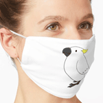 Cute fluffy sulphur crested cockatoo parrot cartoon drawing Mask