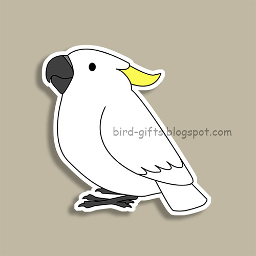 Cute fluffy sulphur crested cockatoo parrot cartoon drawing Magnet