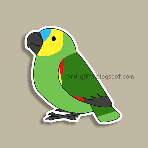 Cute fluffy blue-fronted amazon parrot cartoon drawing Magnet