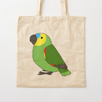 Cute fluffy blue-fronted amazon parrot cartoon drawing Tote Bag