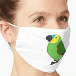 Cute fluffy blue-fronted amazon parrot cartoon drawing Mask