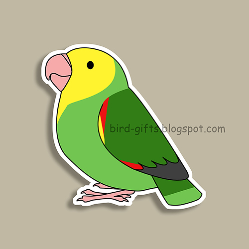 Cute fluffy double yellow-headed amazon parrot cartoon drawing Magnet