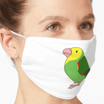 Cute fluffy double yellow-headed amazon parrot cartoon drawing Mask