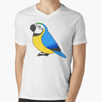 Cute fluffy blue and gold macaw parrot cartoon drawing T-Shirt