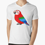 Cute fluffy red and green winged macaw parrot cartoon drawing T-Shirt