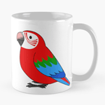 Cute fluffy red and green winged macaw parrot cartoon drawing Mug