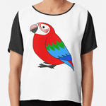 Cute fluffy red and green winged macaw parrot cartoon drawing CT-Shirt