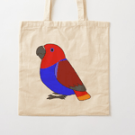 Cute fluffy female red eclectus parrot cartoon drawing Tote Bag