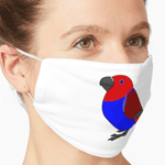 Cute fluffy female red eclectus parrot cartoon drawing Mask