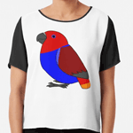 Cute fluffy female red eclectus parrot cartoon drawing Chiffon Top