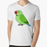 Cute fluffy wild green indian ring-necked parrot cartoon drawing T-Shirt
