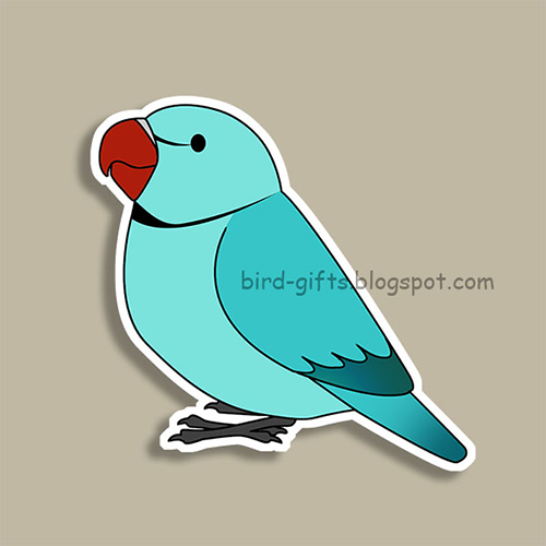 Cute fluffy blue indian ring-necked parrot cartoon drawing Magnet