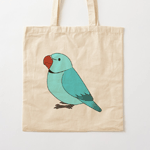Cute fluffy blue indian ring-necked parrot cartoon drawing Tote Bag