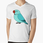 Cute fluffy blue indian ring-necked parrot cartoon drawing T-Shirt