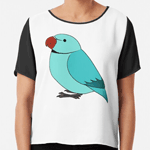 Click here to buy this Cute fluffy blue indian ring-necked parrot cartoon drawing Chiffon Top! Cute fluffy blue indian ring-necked parrot cartoon drawing Chiffon Top