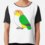 Cute fluffy white-bellied caique parrot cartoon drawing Chiffon Top