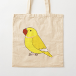 Cute fluffy lutino indian ring-necked parrot cartoon drawing Tote Bag